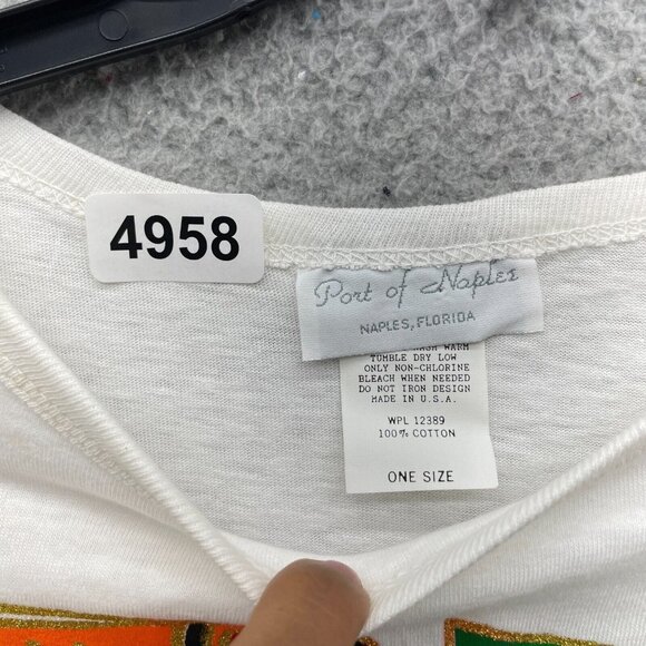 Vtg‎ 90s MOM Shirt One Size White Port of Naples Night Dress Paint Single Stitch - Picture 3 of 12